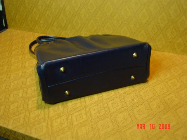 Vintage Navy Blue Vinyl Handbag by Garay