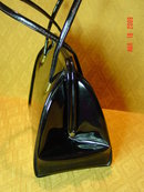Vintage Shiny Black Vinyl Handbag by Markay