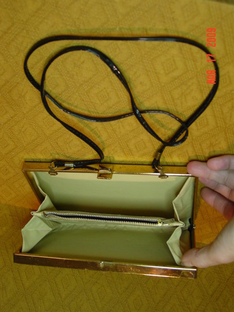 Vintage Shiny Black Vinyl Evening Bag Clutch