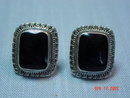Taxco Sterling & Black Onyx Clip Earrings