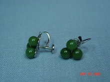 Sterling & Jade Clover Screwback Earrings