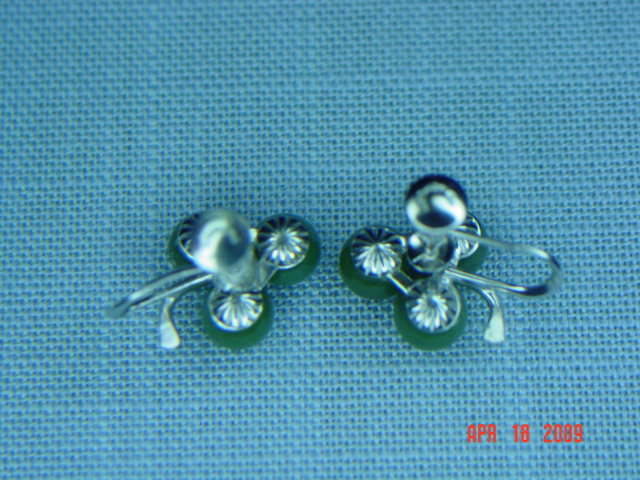 Sterling & Jade Clover Screwback Earrings