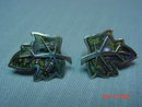 Mexico Sterling Abalone Inlay Leaf Screwback Earrings