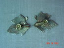 Mexico Sterling Abalone Inlay Leaf Screwback Earrings