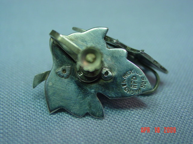 Mexico Sterling Abalone Inlay Leaf Screwback Earrings