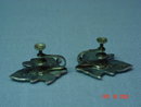 Mexico Sterling Abalone Inlay Leaf Screwback Earrings