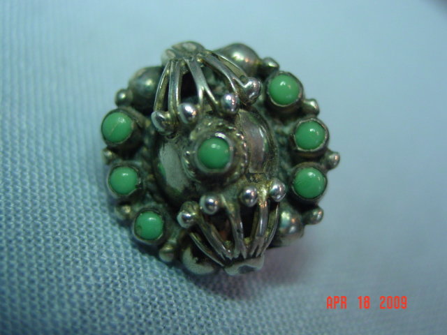 Mexico Silver & Jade Screwback Earrings