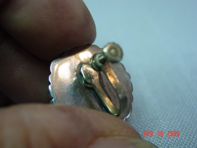 Mexico Silver & Jade Screwback Earrings