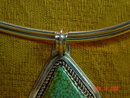Signed Sterling Silver & Turquoise Pendant & Molded Choker Necklace