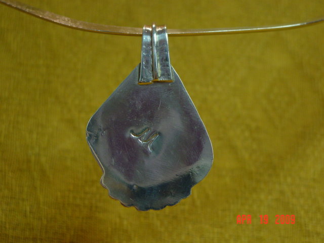 Signed Sterling Silver & Turquoise Pendant & Molded Choker Necklace