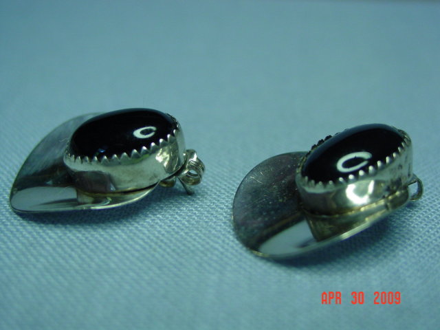 Sterling Black Onyx Pierced Earrings