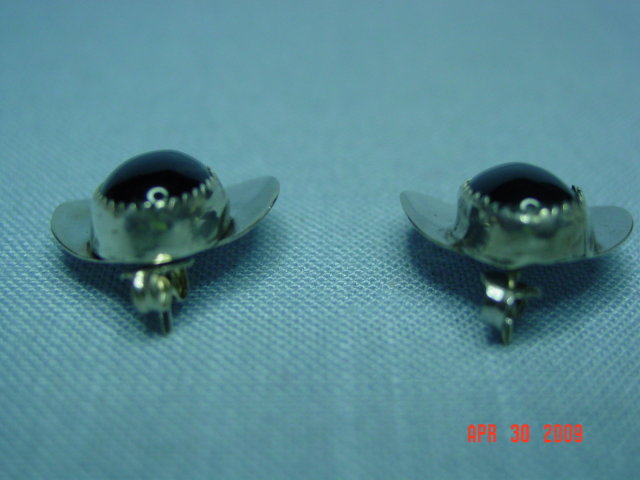 Sterling Black Onyx Pierced Earrings