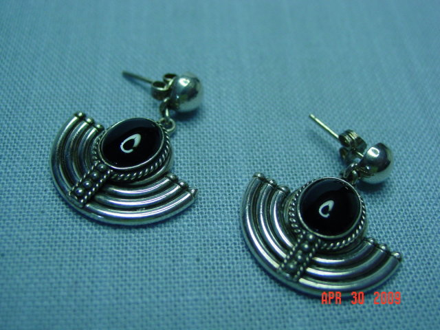 Sterling Black Onyx Pierced Earrings
