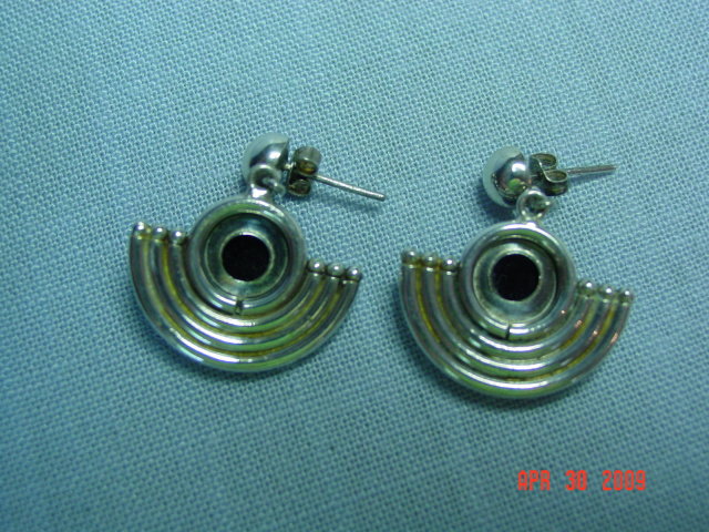 Sterling Black Onyx Pierced Earrings