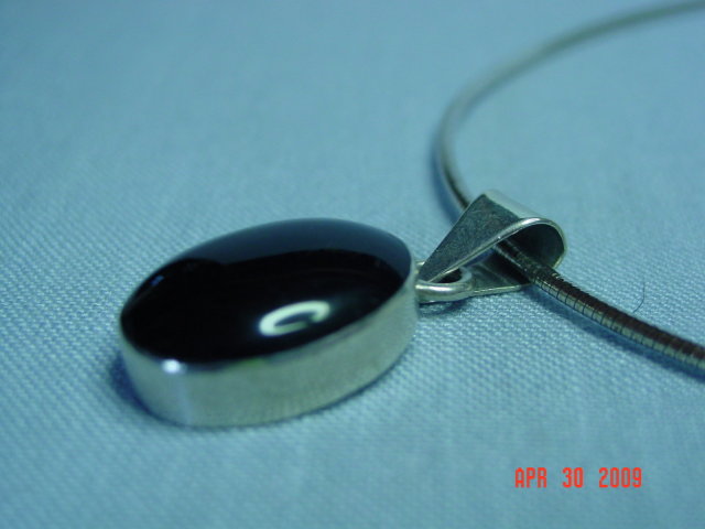 Taxco Sterling Black Onyx Pendant & Necklace