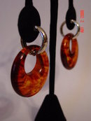 Vintage Yellow & Brown Swirl Bakelite Hoop Clip Earrings
