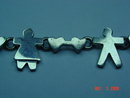 Mexico Sterling Silver Boy Girl Hearts Link Bracelet