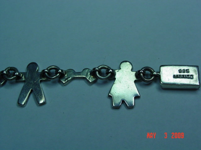 Mexico Sterling Silver Boy Girl Hearts Link Bracelet