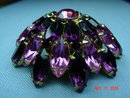 Vintage Round Purple & Pink Rhinestone Brooch
