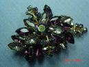 Vintage Purple Rhinestone Flower Swag Brooch