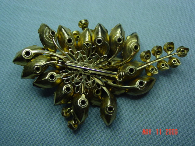 Vintage Purple Rhinestone Flower Swag Brooch