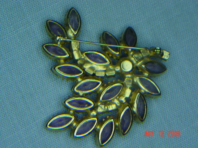 Vintage Pink Flower Swag Rhinestone Brooch