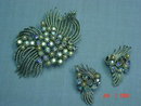 Coro Silvertone Brooch & Clip Earrings