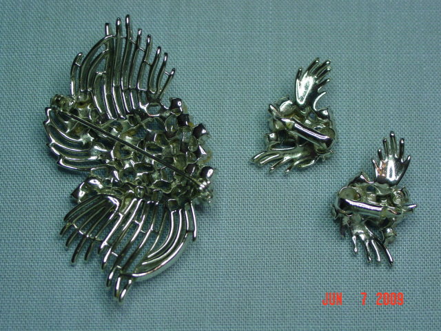 Coro Silvertone Brooch & Clip Earrings