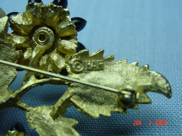 Vintage HAR Goldtone Rhinestone Flower Brooch