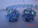 Baby Blue Crystal Bead Necklace & Clip Earrings