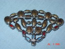 Estate Sterling Silver Colorful Rhinestone Fan Brooch