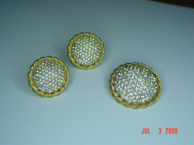Vintage Hattie Carnegie Goldtone Rhinestone Brooch & Clip Earrings