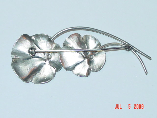 Vintage Stuart Nye Sterling Silver Pansy Brooch