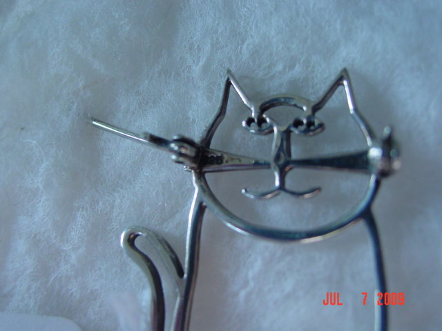 Sterling Cat Pin