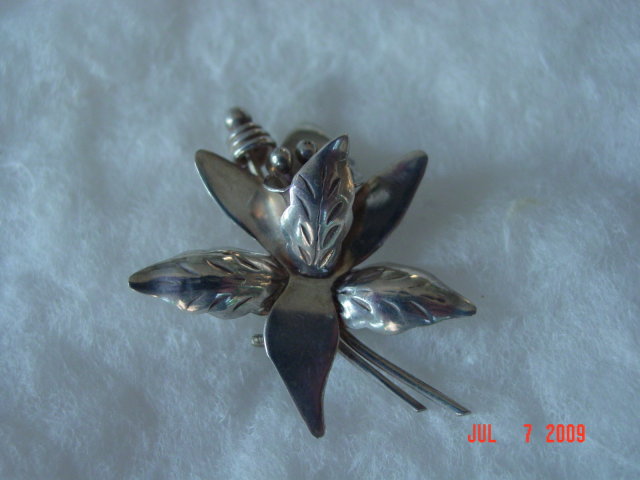 Sterling Silver Orchid Pin