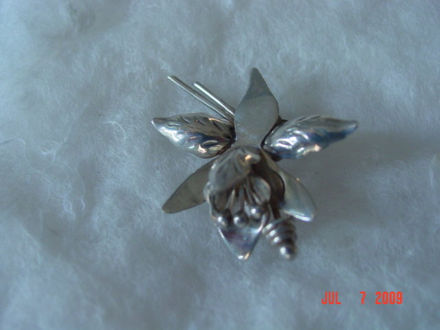 Sterling Silver Orchid Pin