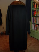 Vintage Black Wool Swing Coat with Mink Collar