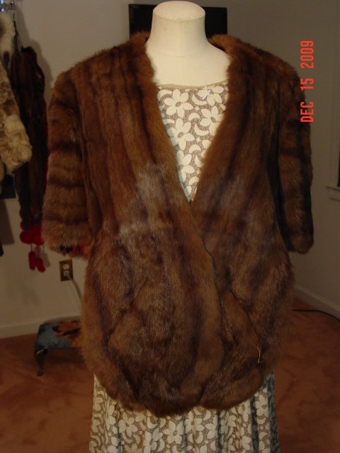 Vintage Chocolate Brown Rabbit Fur Stole