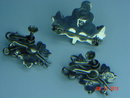 Vintage Mexico Sterling Silver Grape Cluster Brooch & Screwback Earrings