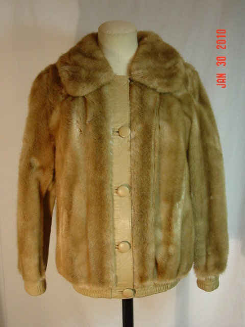 Vintage Tan Leather & Faux Fur London Leathers Jacket Coat by Lilli Ann