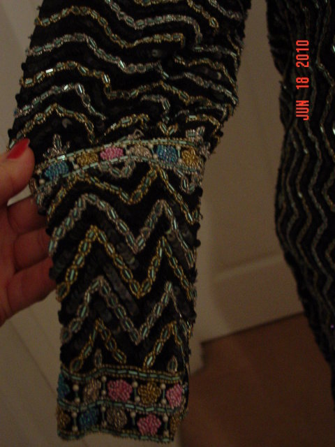 Vintage 50's Black India Silk Beaded Sequined Dress