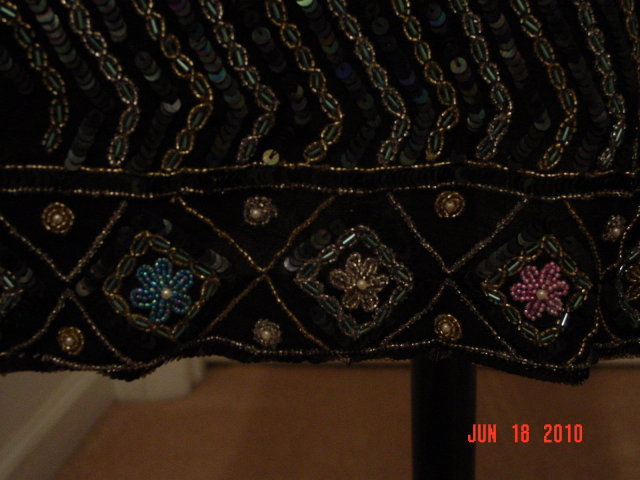 Vintage 50's Black India Silk Beaded Sequined Dress