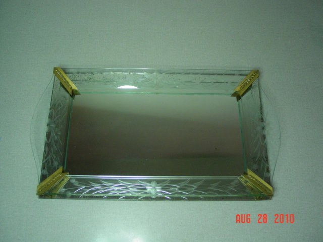 Vintage Art Deco Etched Glass Dresser Tray