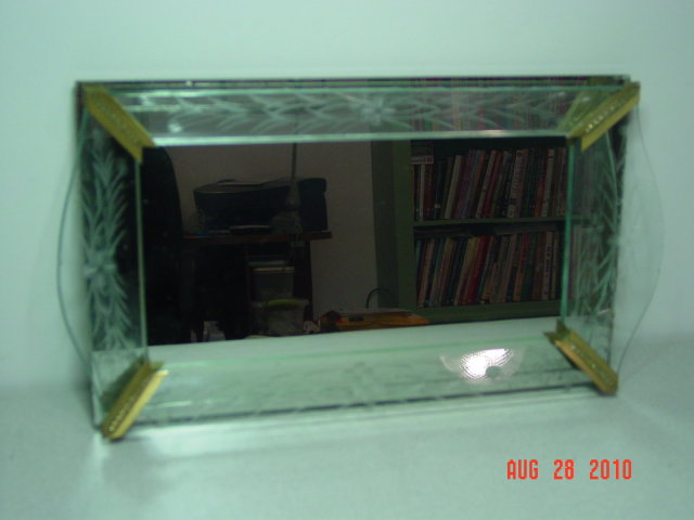 Vintage Art Deco Etched Glass Dresser Tray