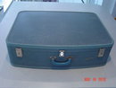 Vintage Large Blue Tweed Travel-Smart Suitcase