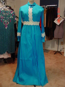 Vintage Teal Blue Lorrie Deb San Francisco Maxi Dress Size 42-44