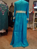 Vintage Teal Blue Lorrie Deb San Francisco Maxi Dress Size 42-44