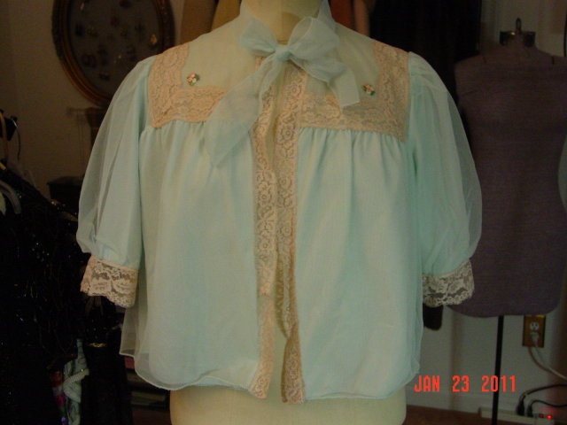 Vintage Light Blue Snowdon Bed Jacket Size Small