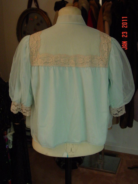 Vintage Light Blue Snowdon Bed Jacket Size Small