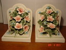 Meiselman Imports Capodimonte Style Porcelain Floral Bookends